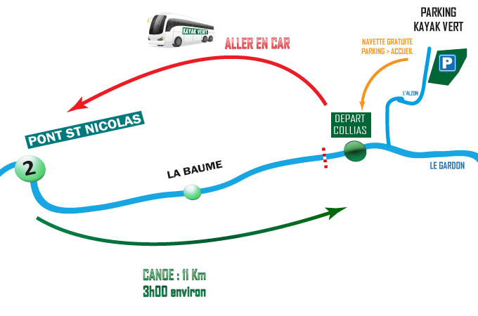 Le parcours de 11km Pont St Nicolas > Collias