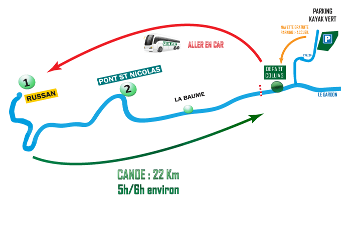 Le parcours de 22km Russan > Collias
